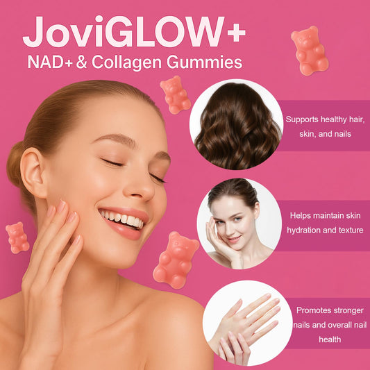 Close-up of AIFBENK Jovi Glow+ gummies highlighting tasty beauty support