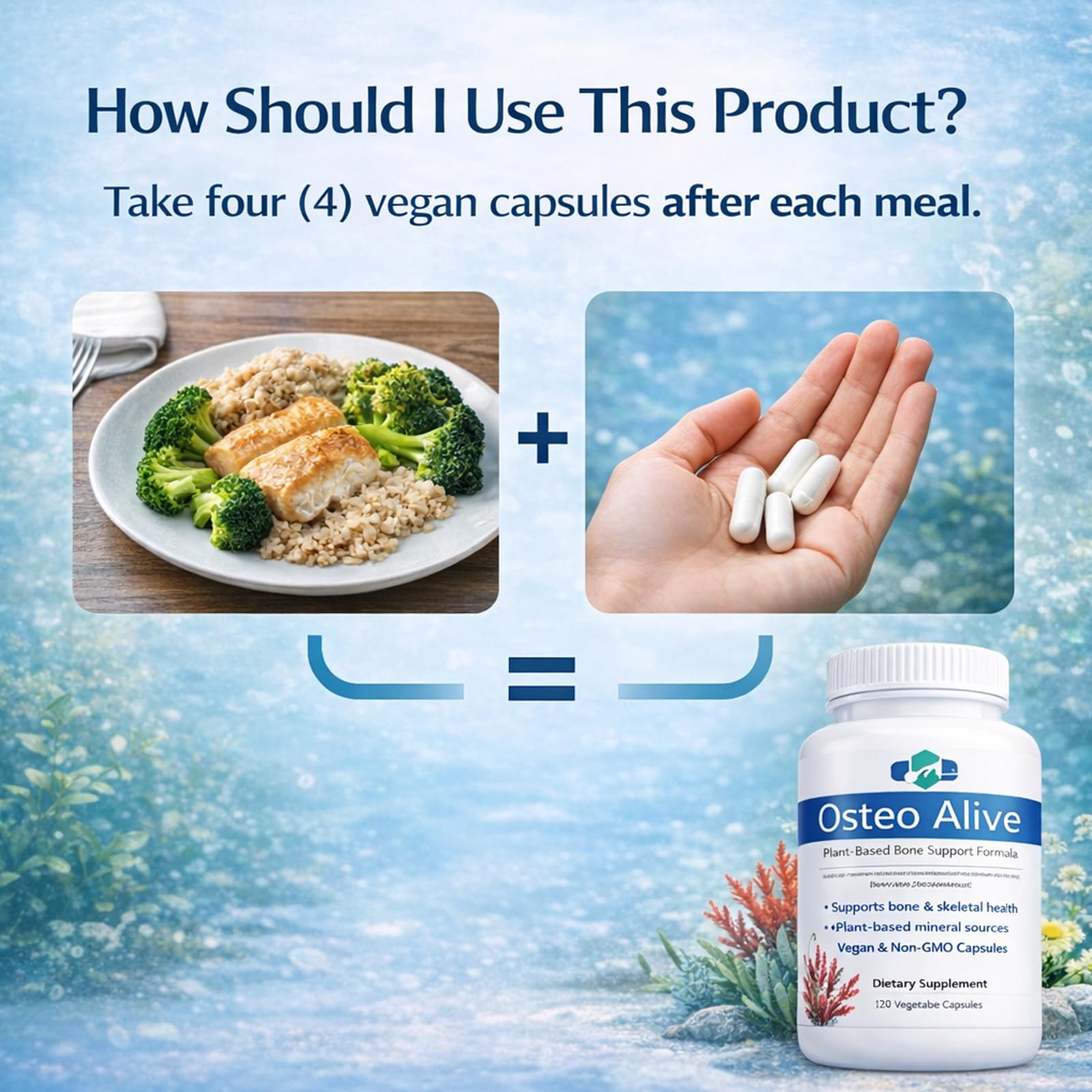 Osteo Alive packaging highlighting D3 and K2 for mineral balance