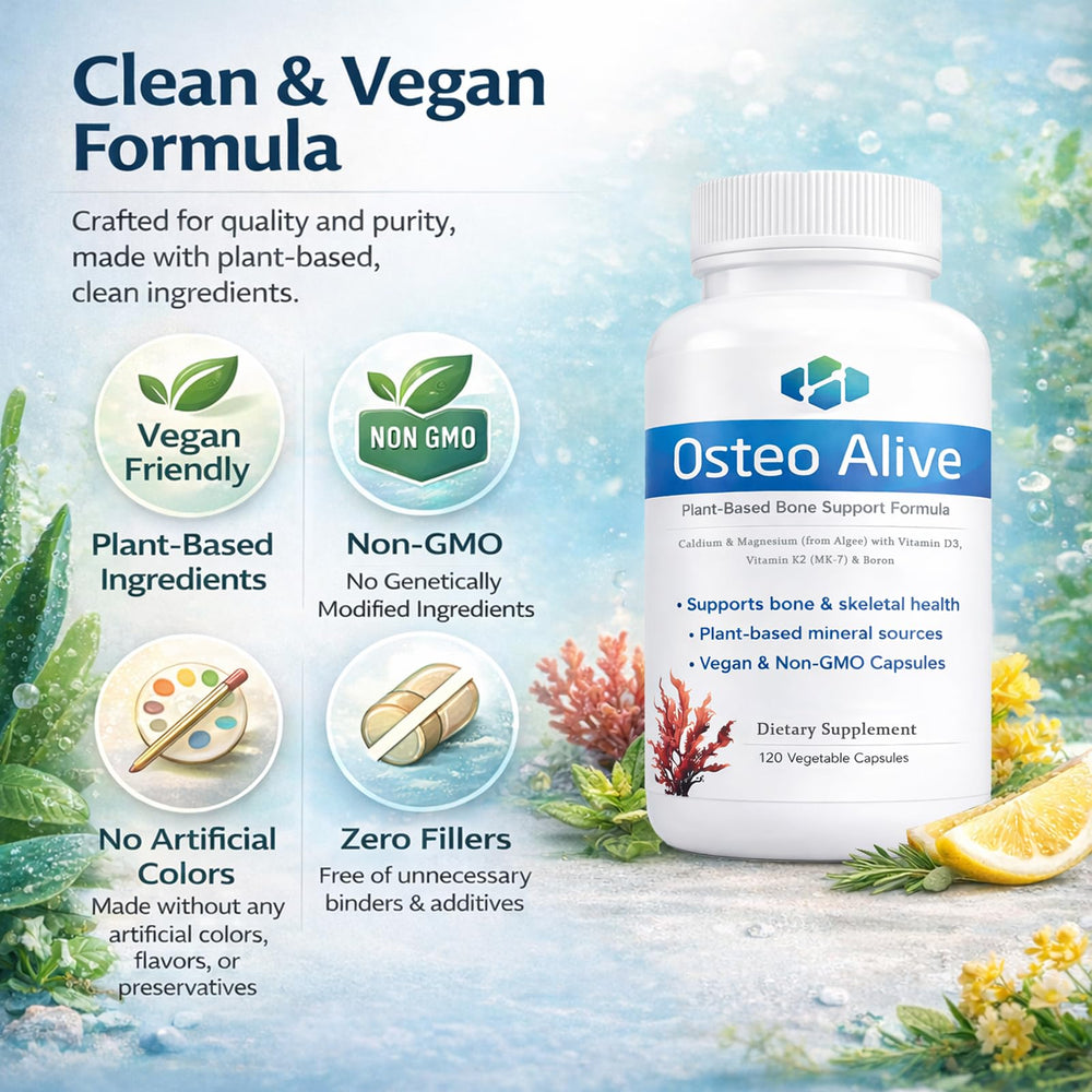 Plant-based mineral blend from algae in Osteo Alive for bone nutrition