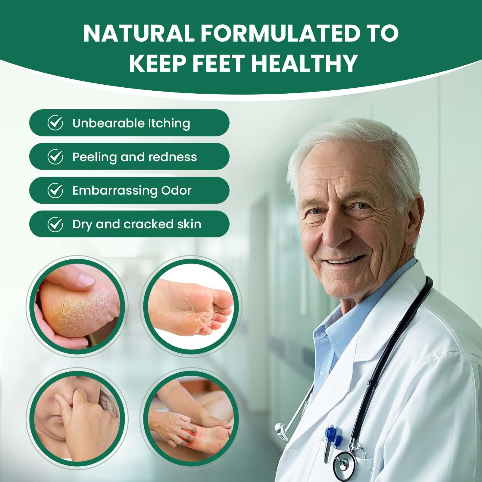 Ginger and tea tree oil ingredients label highlights natural plant based care for feet.