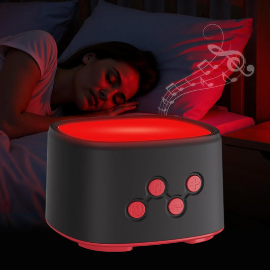 Aimmbiuty 2-in-1 red light sleep lamp with soft glow for bedtime ambiance.