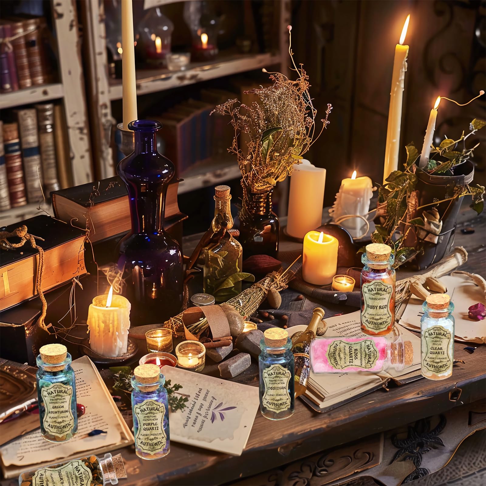 Ainswei candle making crystals adding color and intention to craft rituals
