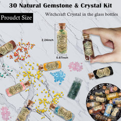 Ainswei mini gemstone bottles with vintage labels for quick stone identification during rituals