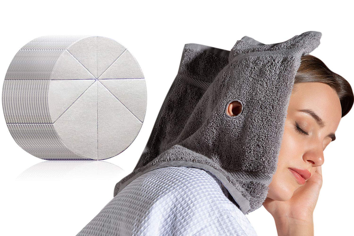 Air Column four-ear-candling towels in gray bundle for hygienic sessions.