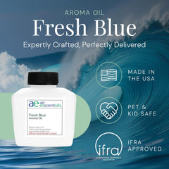Air Esscentials Fresh Blue Aroma Oil diffuser pour demonstrating easy diffusion