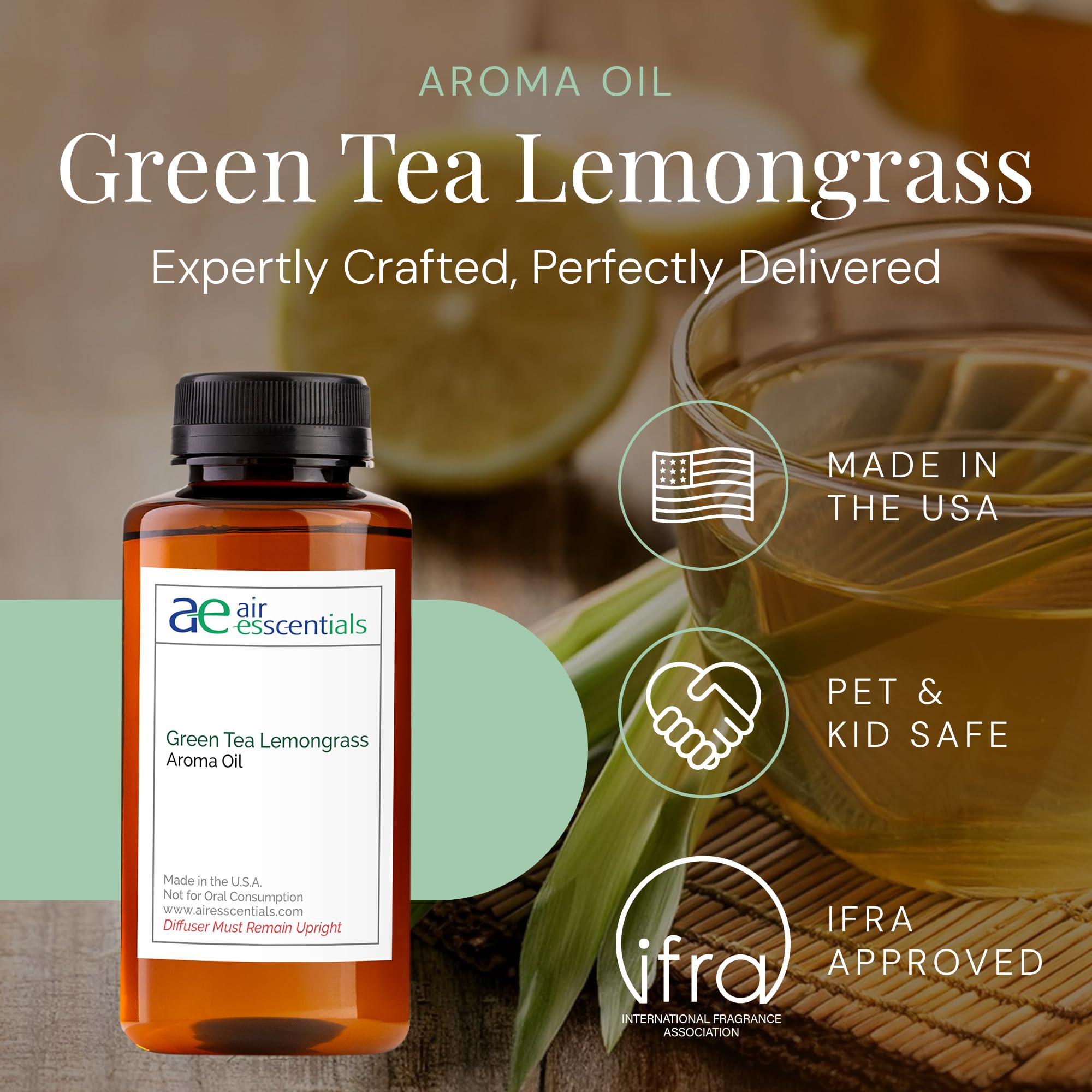 Air Esscentials diffuser setup with Green Tea & Lemongrass scent enhancing space