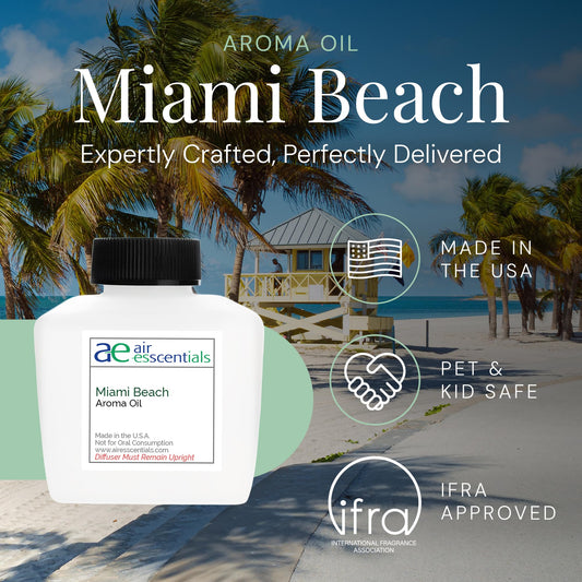 Air Esscentials Miami Beach diffuser setup releasing crisp citrus and musk notes.
