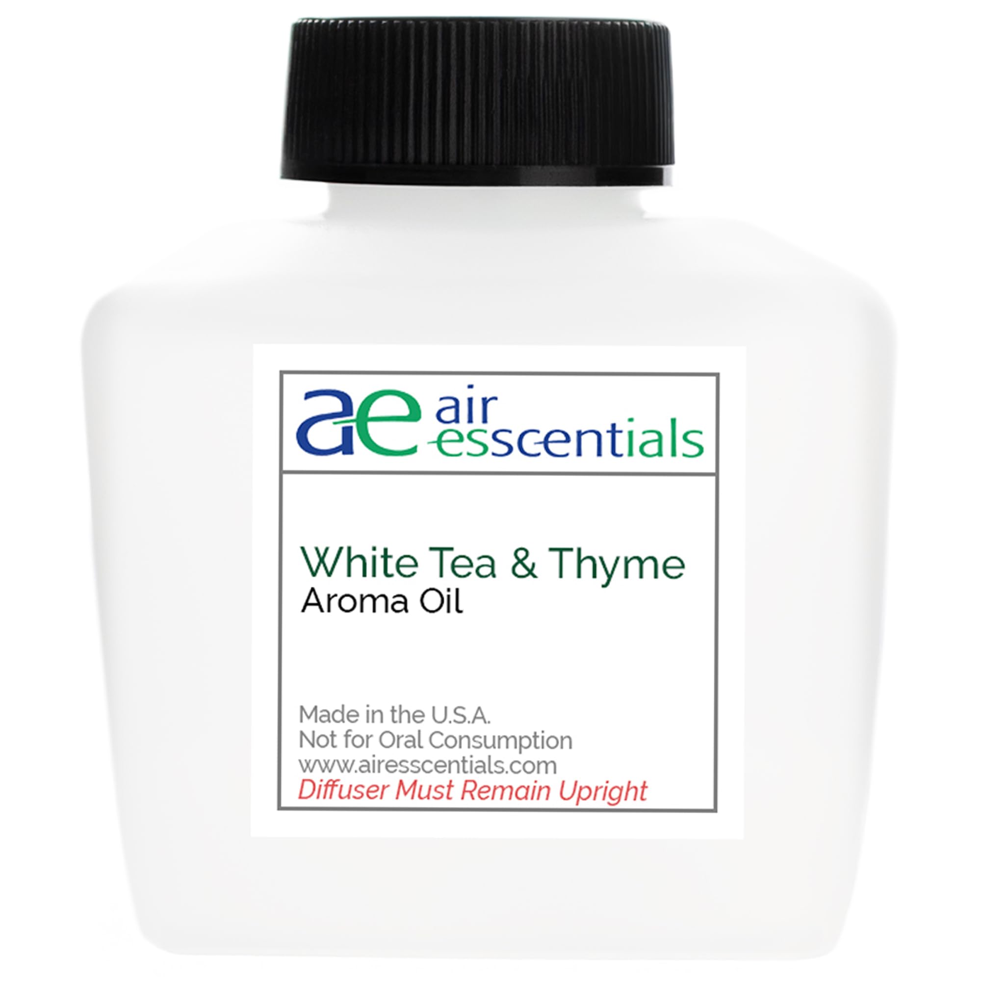 Air Esscentials White Tea Thyme diffuser oil bottle for long-lasting ambient scent.