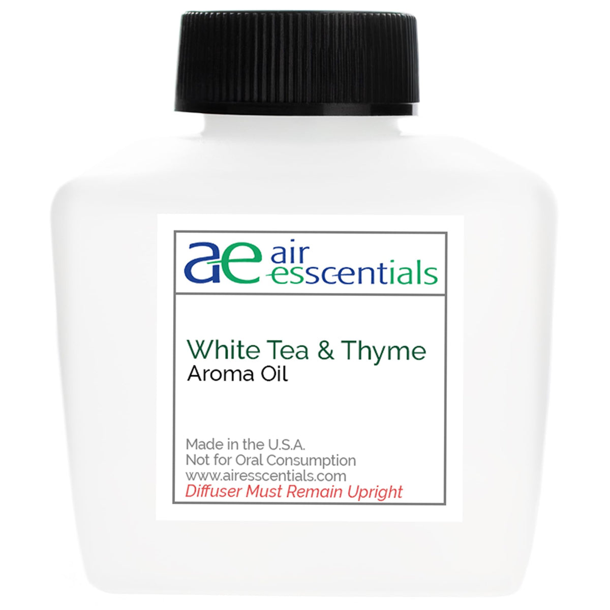 Air Esscentials White Tea Thyme diffuser oil bottle for long-lasting ambient scent.