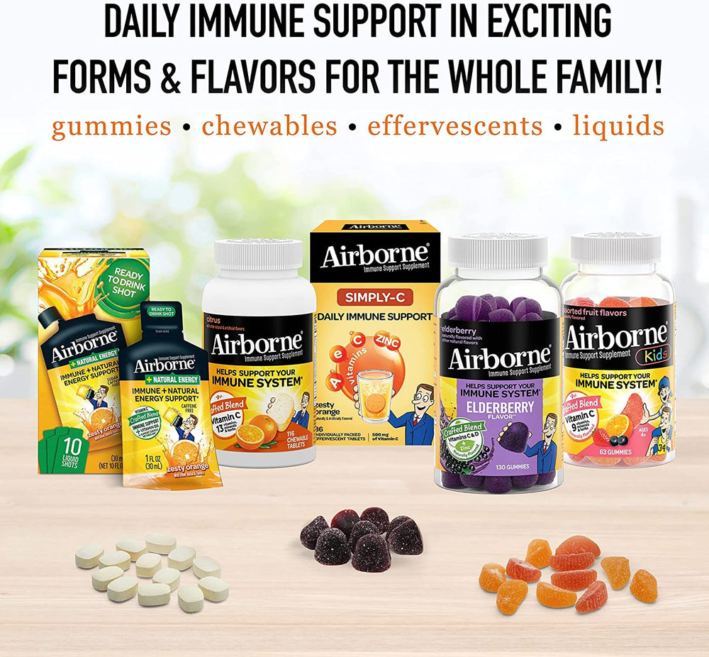 Airborne 13-immune nutrients blend visual highlighting comprehensive support