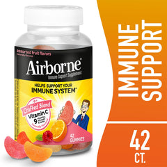 Airborne vitamin C gummies bottle back label highlighting ingredients and antioxidants