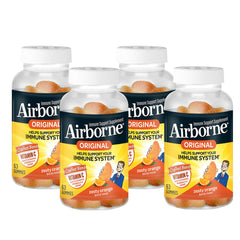 Airborne 750mg Vitamin C gummies bottle emphasizes immune support benefits.