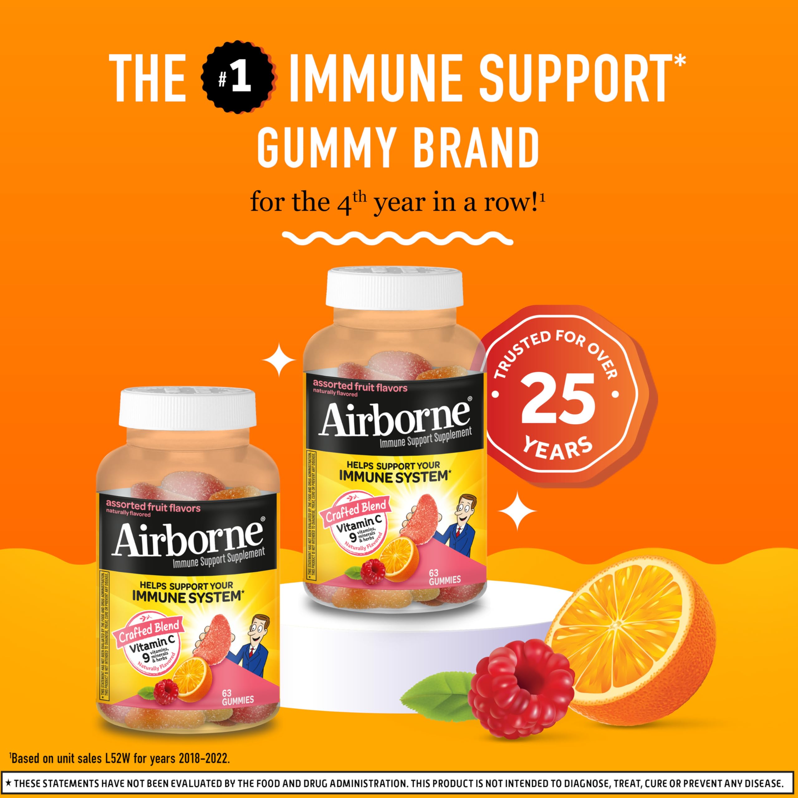 Airborne bottle side view highlights resealable packaging for travel and on-the-go use.