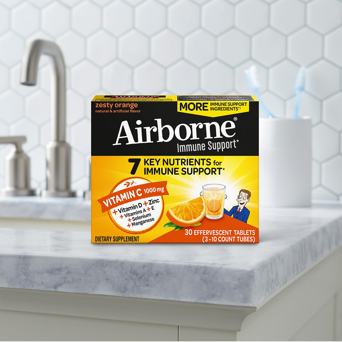 Airborne complete immune formula with zinc and selenium