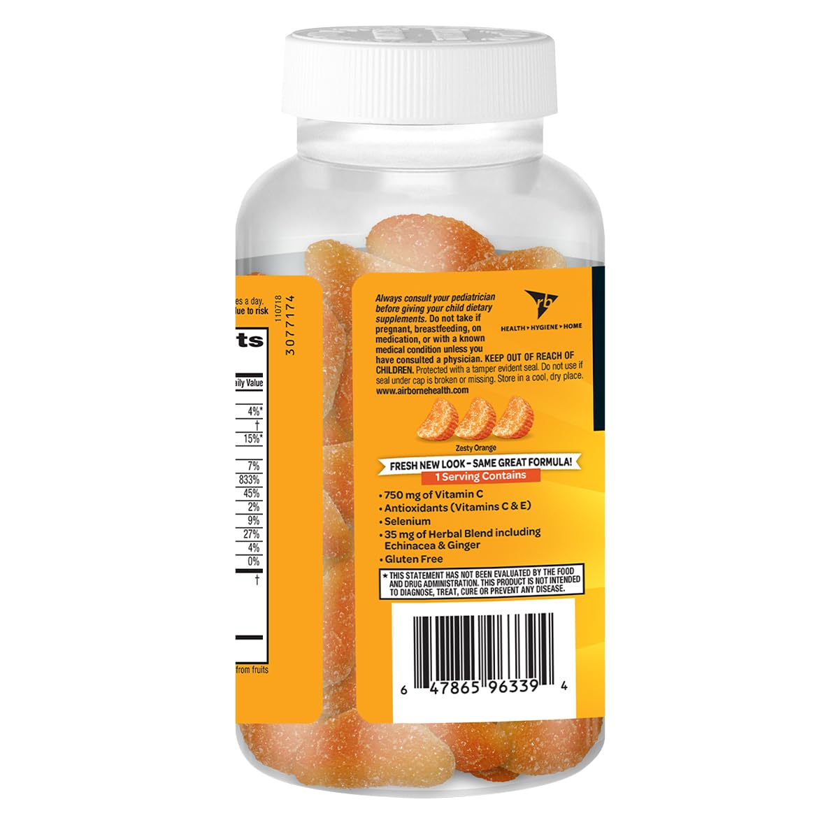 Airborne gluten-free badge signals allergy-friendly vitamin C supplement.
