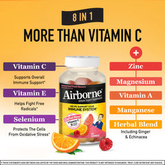 Airborne gummies assorted fruit close-up highlights chewy texture and bright flavors.