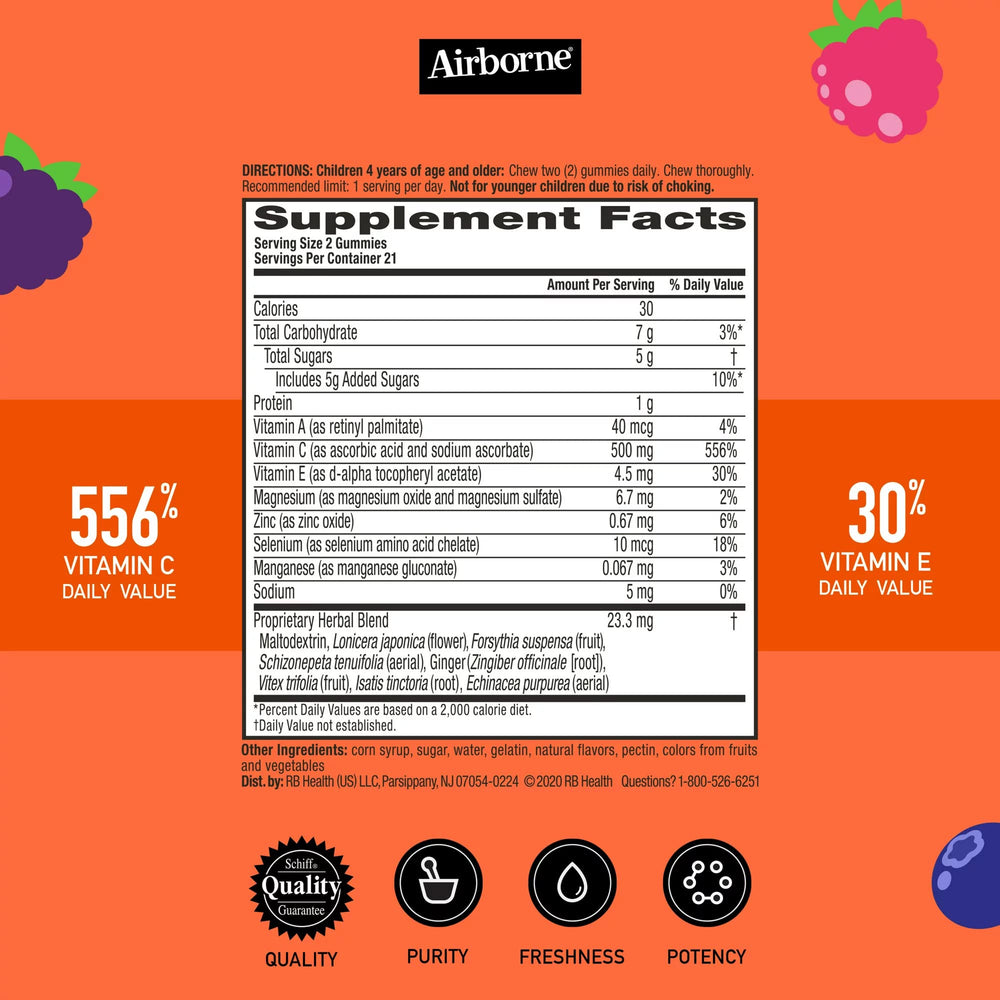 Airborne gluten-free packaging highlights kid-friendly formula.