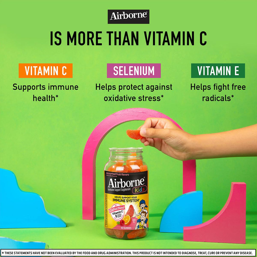 Airborne Kids packaged product display with bright label.