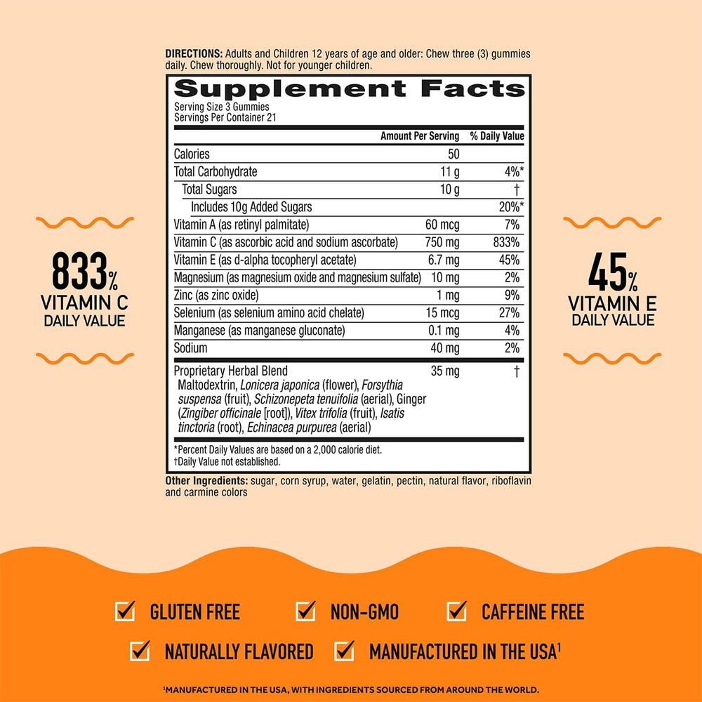 Airborne proprietary herbal blend highlights natural supporting ingredients.