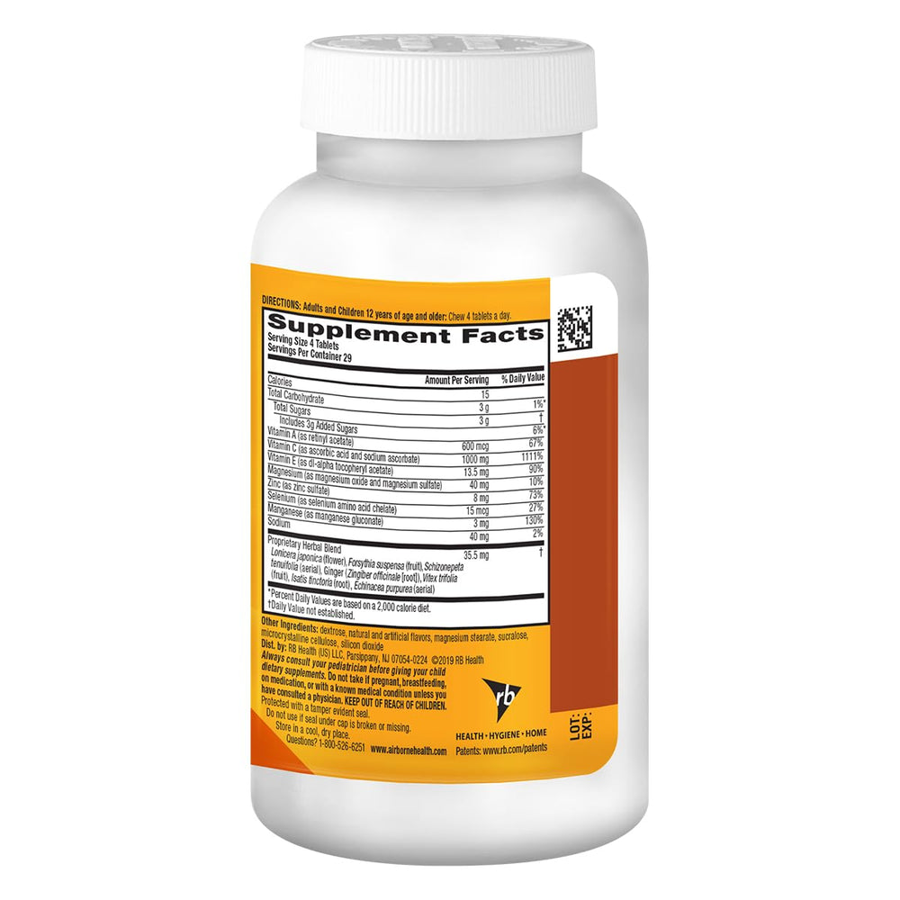 Closeup of Airborne antioxidant blend with vitamins A and E
