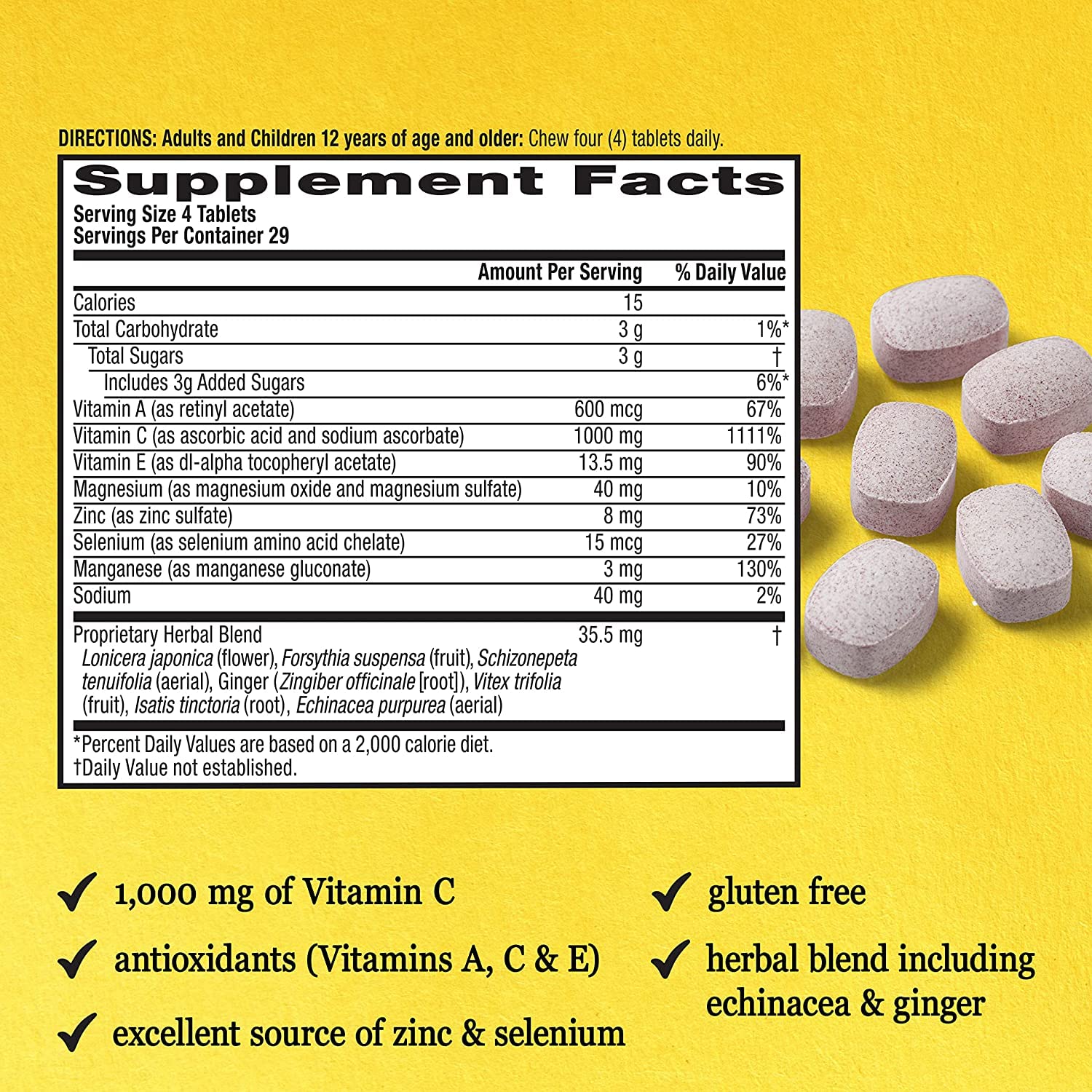Airborne zinc vitamin C antioxidants packaging emphasizing essential nutrients
