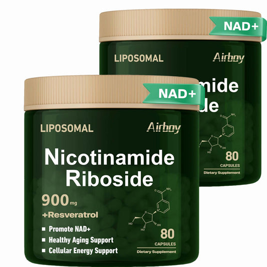 Airboy liposomal nicotinamide riboside 900 mg bottle for energy support.