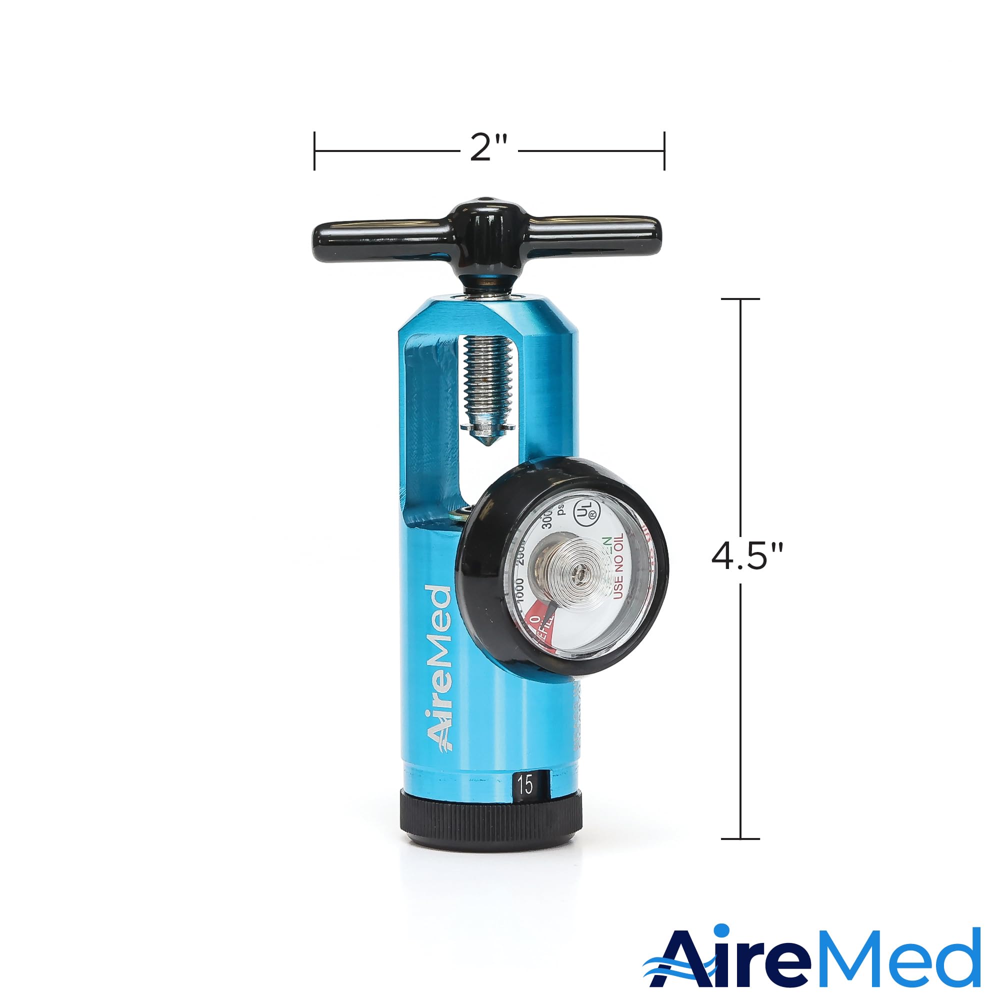 AireMed blue ergonomic handle enables comfortable grip during adjustments