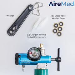 Compact AireMed regulator in home use with clear gauge visibility