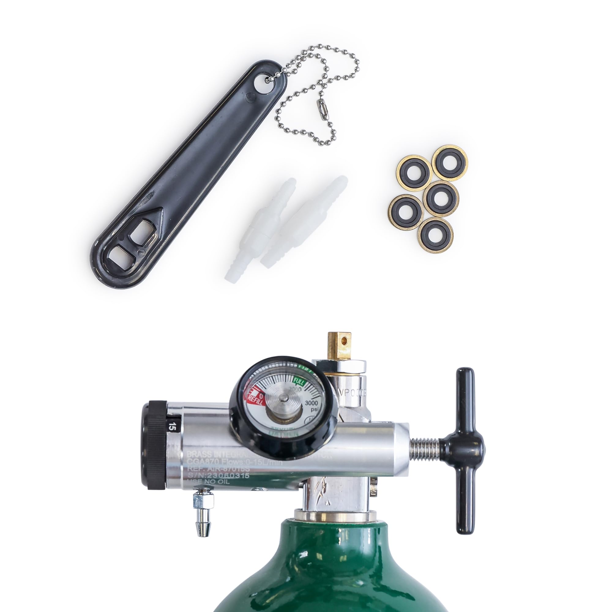 AireMed oxygen regulator gauge shows current flow for precise home use