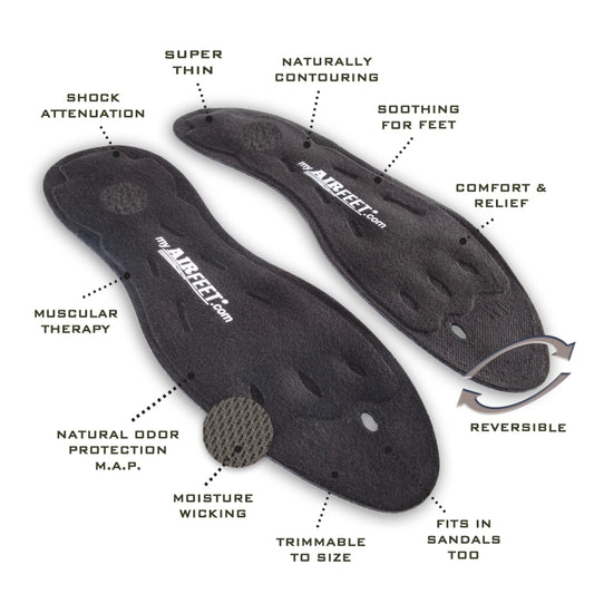 AIRFEET Classic perforated trim lines insoles enable trim-to-fit customization.
