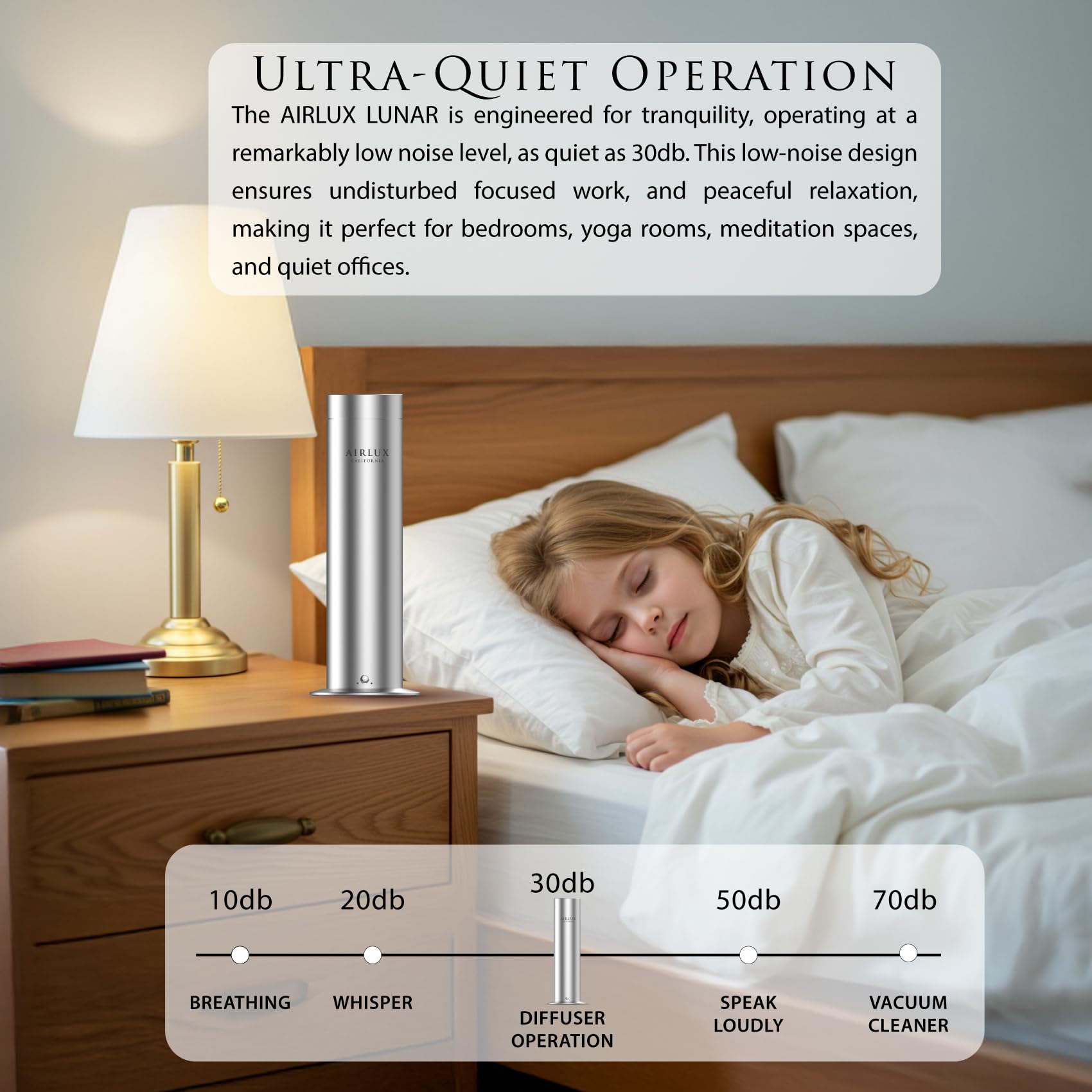 Airlux Lunar operates without water for a clean, mess-free fragrance experience.