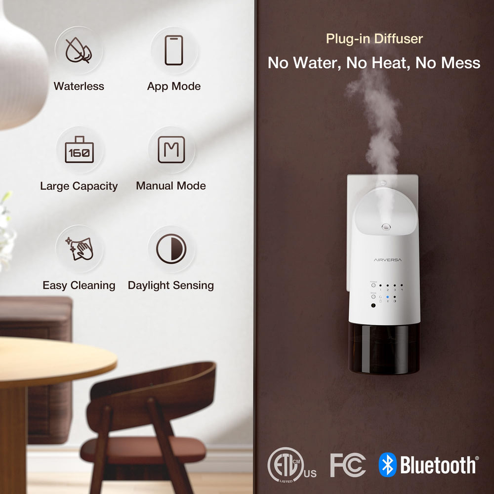 Airversa diffuser app control mode shown on a smartphone for scheduling.