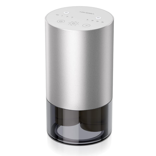 Airversa dual-nozzle diffuser in silver front view adds modern elegance to spaces.