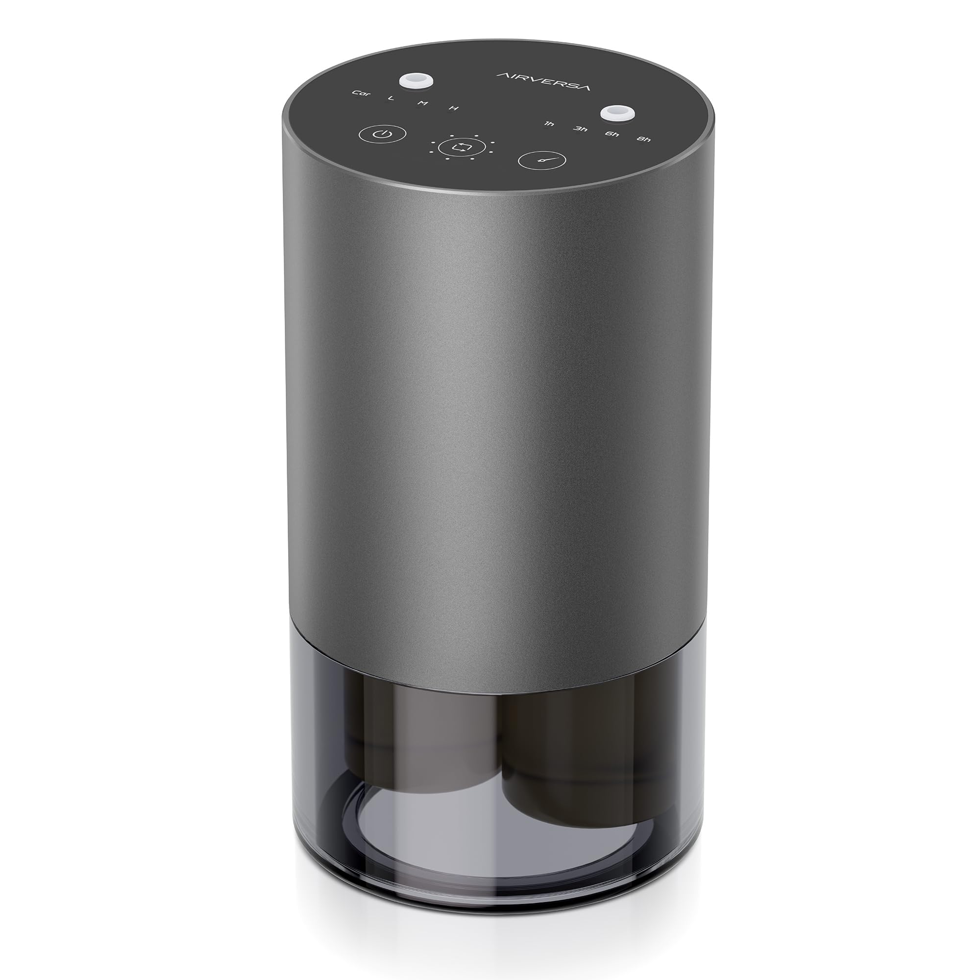 Airversa dual-nozzle diffuser front view in iron-grey finish.