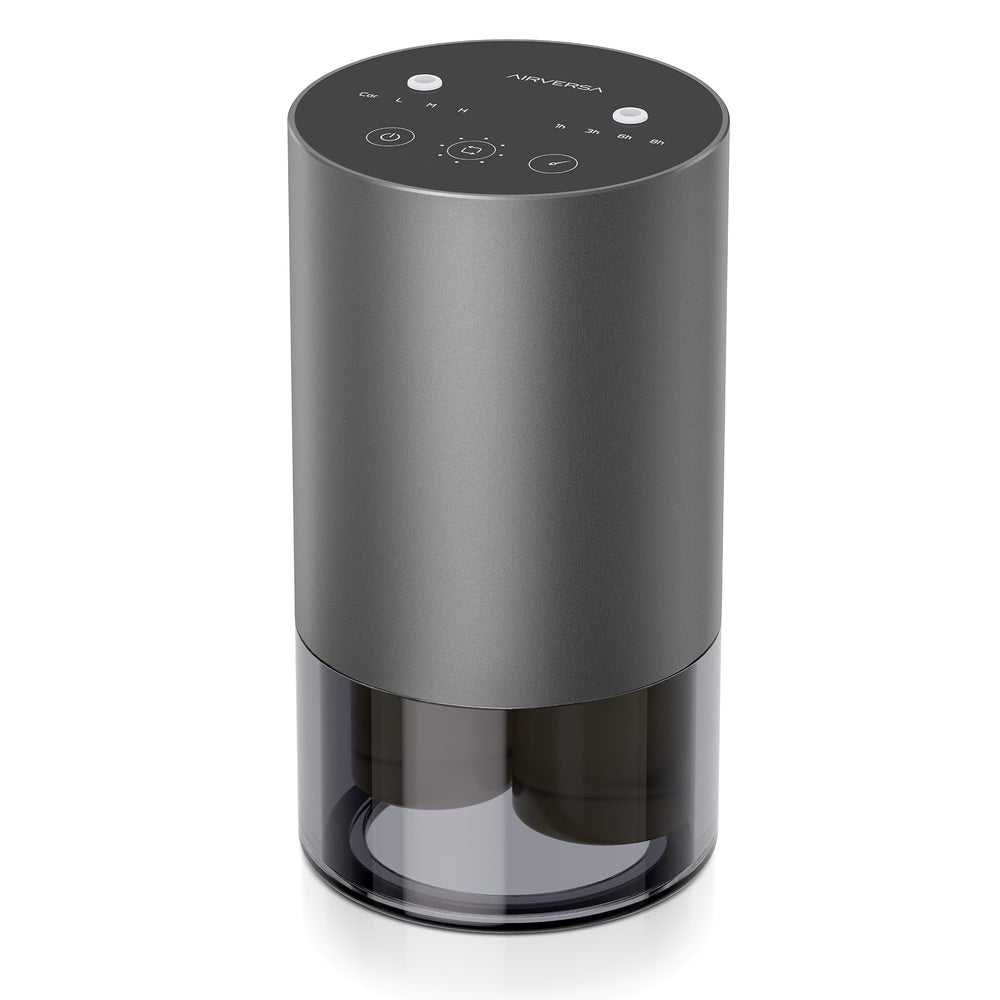 Airversa dual-nozzle diffuser front view in iron-grey finish.