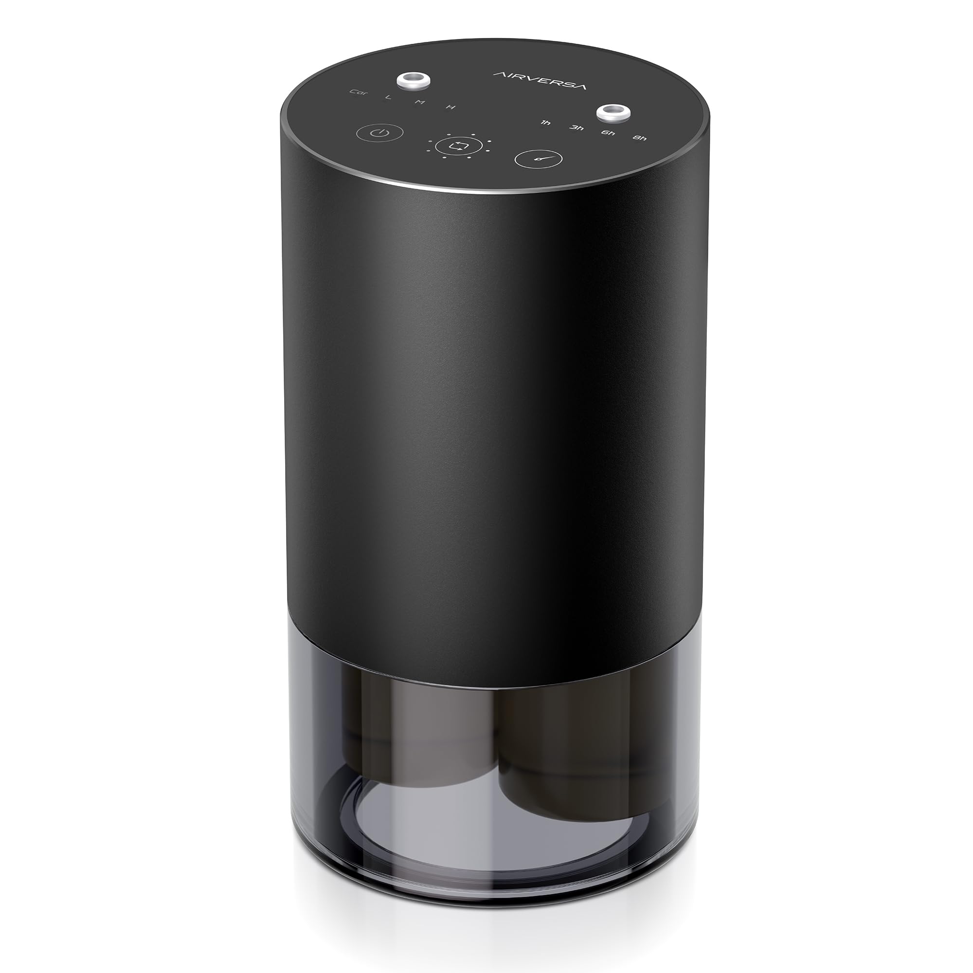 Airversa dual-nozzle waterless diffuser with instant oil switch and elegant metallic finish.