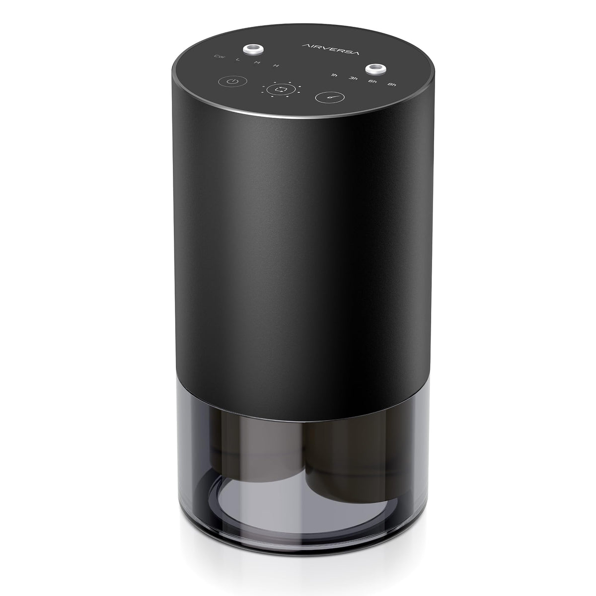 Airversa dual-nozzle waterless diffuser with instant oil switch and elegant metallic finish.