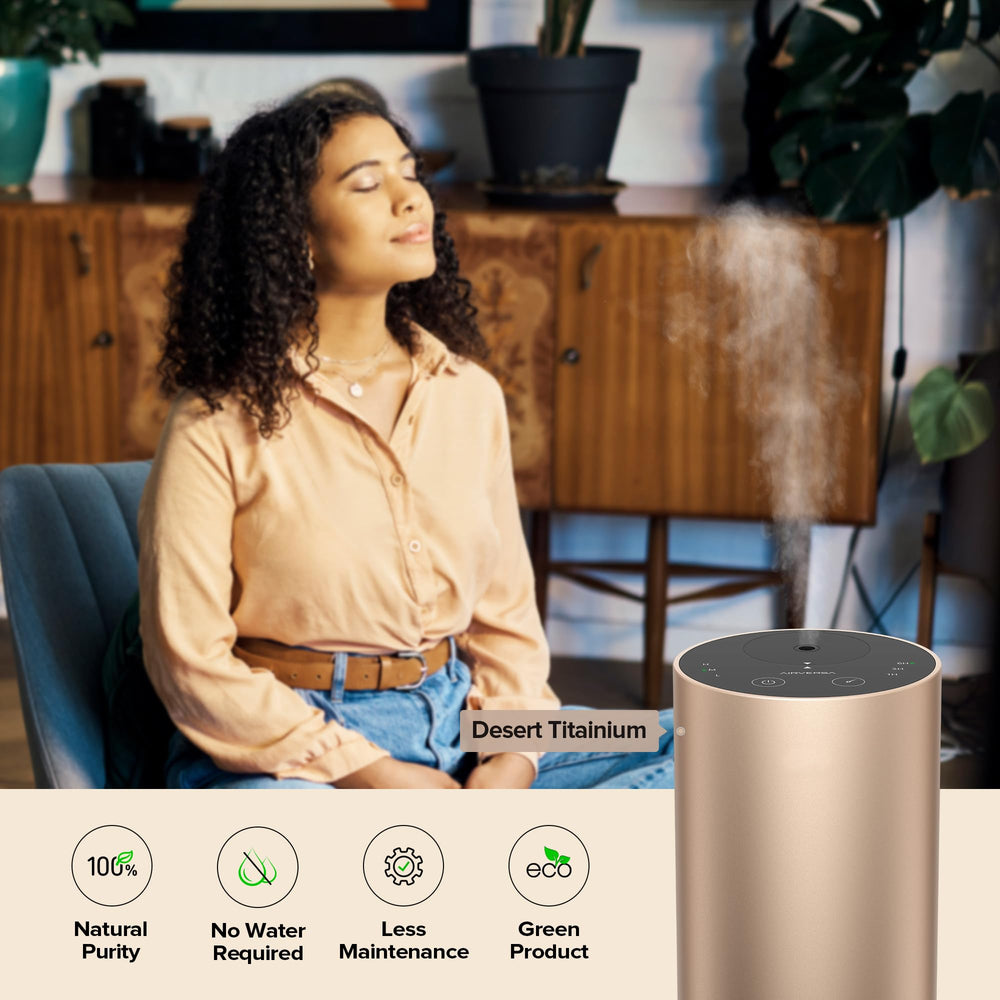 Airversa waterless diffuser emphasizes sustainable aromatherapy without water.