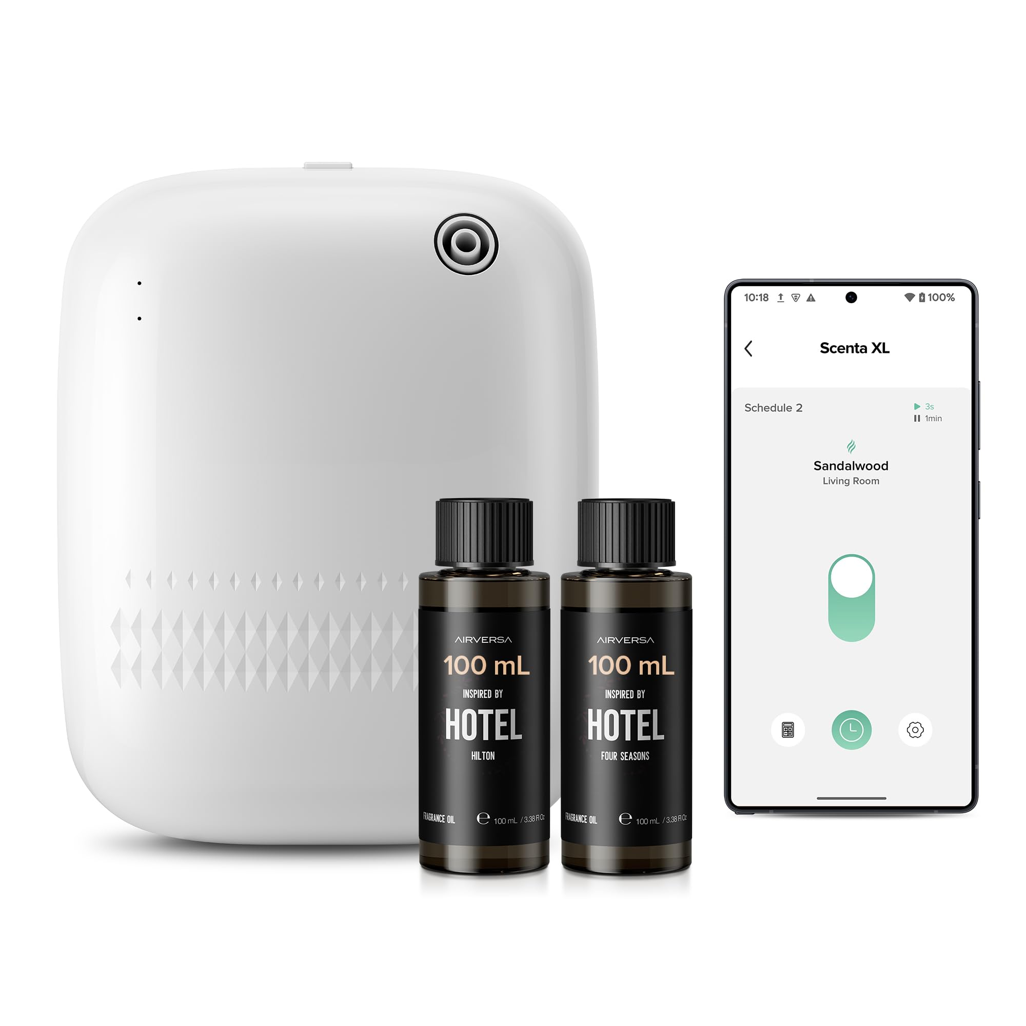 Airversa smart diffuser front view with 400 ml capacity for large spaces.
