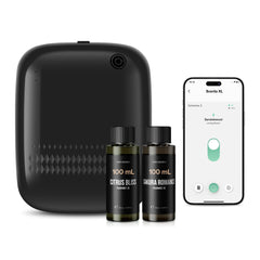 Airversa smart diffuser wall mount showing space-saving placement and aroma dispersion.