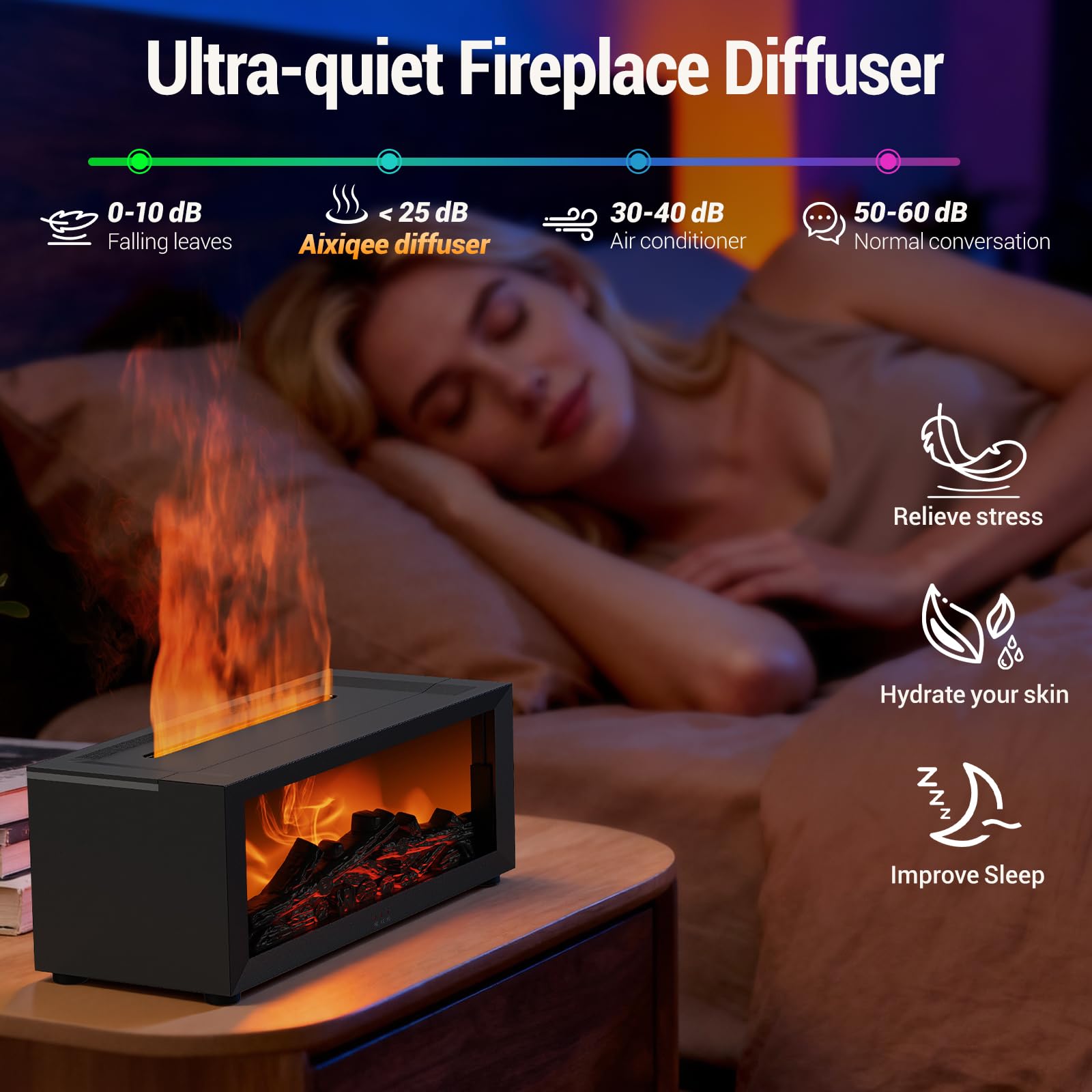 Aixiqee remote-controlled diffuser enables easy mist and lighting adjustments.
