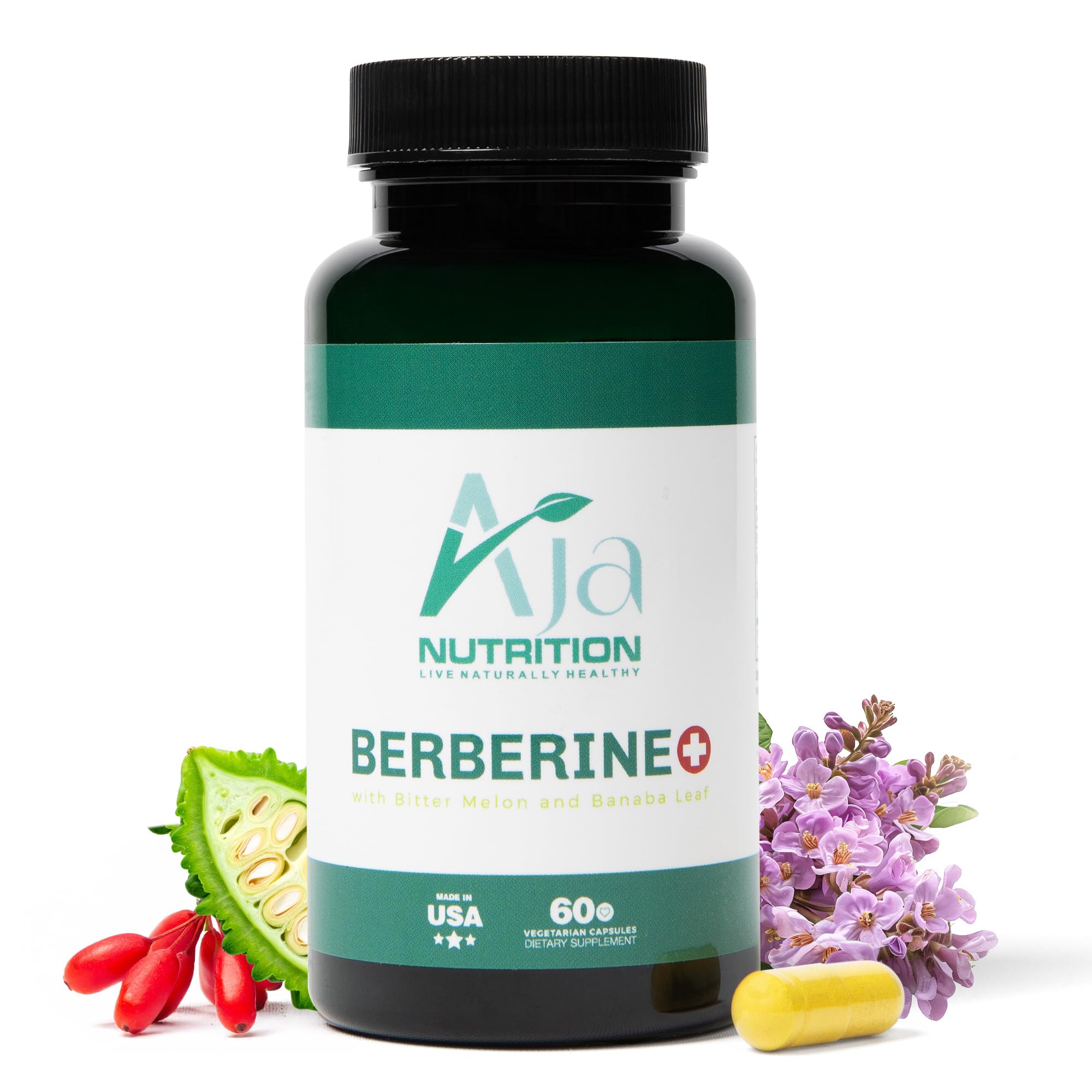 Aja Nutrition Berberine Plus bottle front showing daily metabolism support options