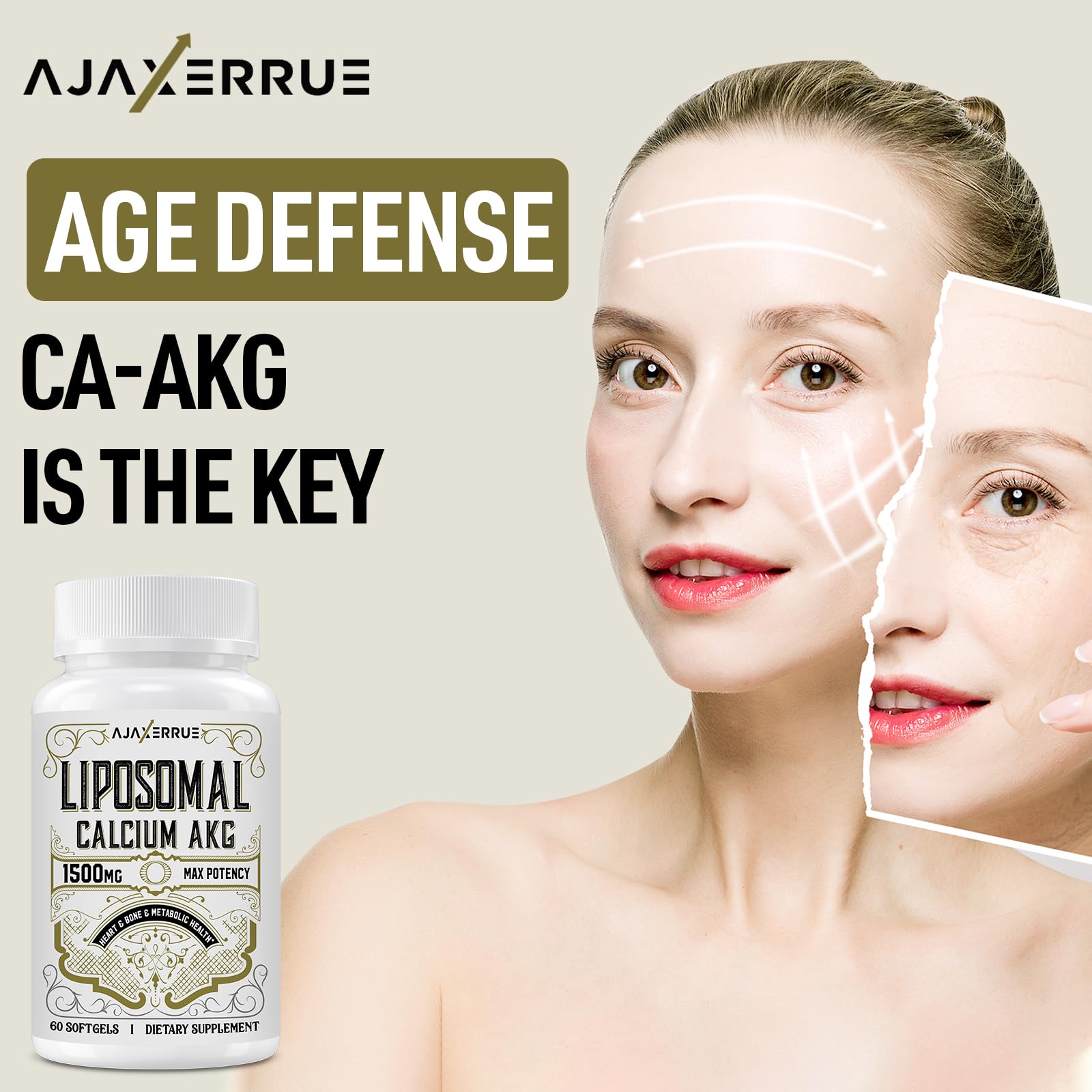 Immunity and mood balance concept with AJAXERRUE Liposomal Calcium AKG.
