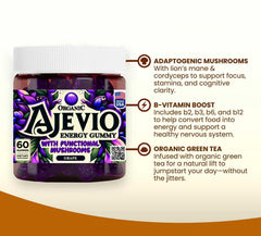 Ajevio gummies used during workout or busy workday for steady energy.