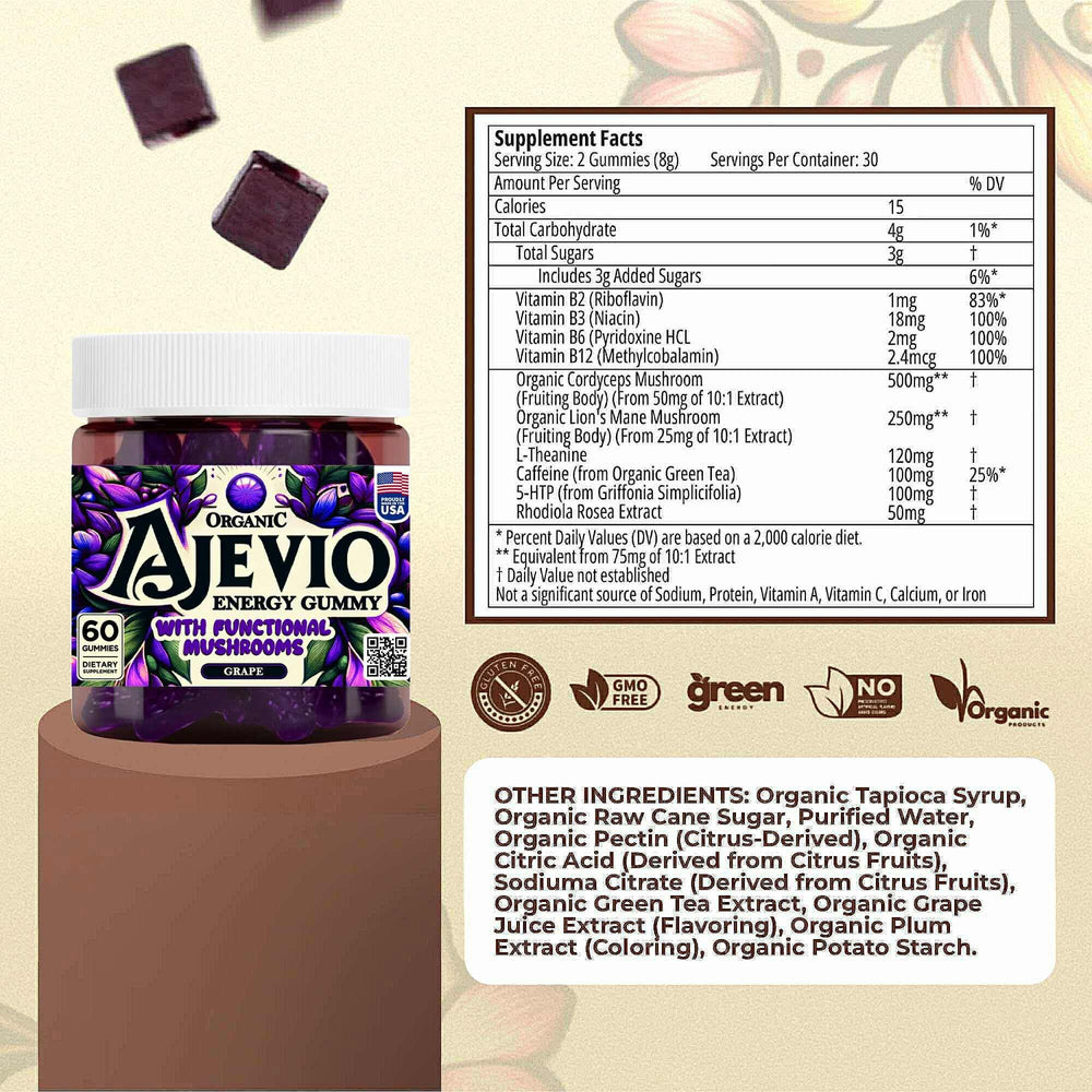 Ajevio grape flavor packaging designed for easy grabbing and flavor appeal.