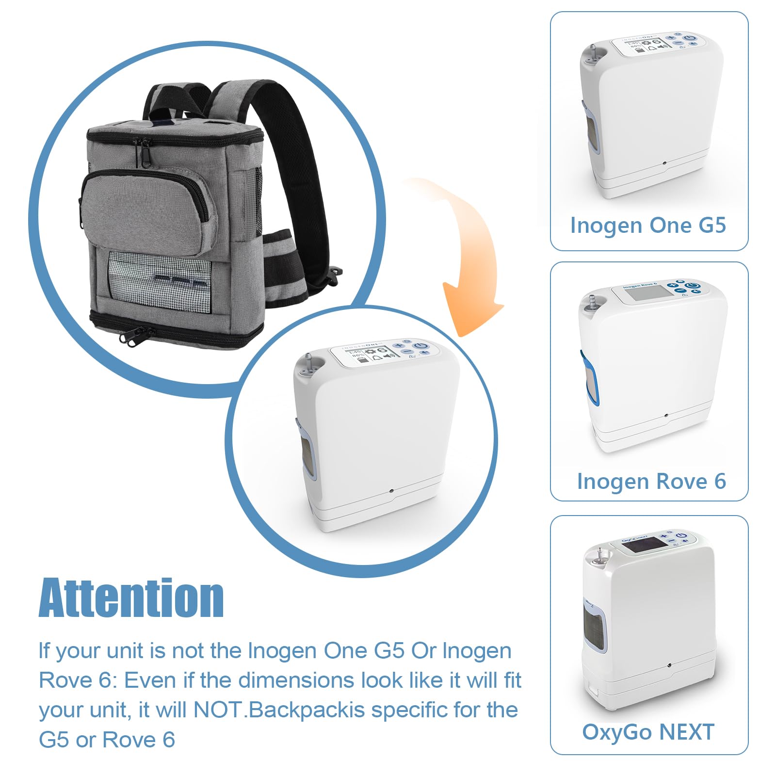 AJFHKJ G5 oxygen backpack adjustable shoulder straps ensure secure, comfortable carry.