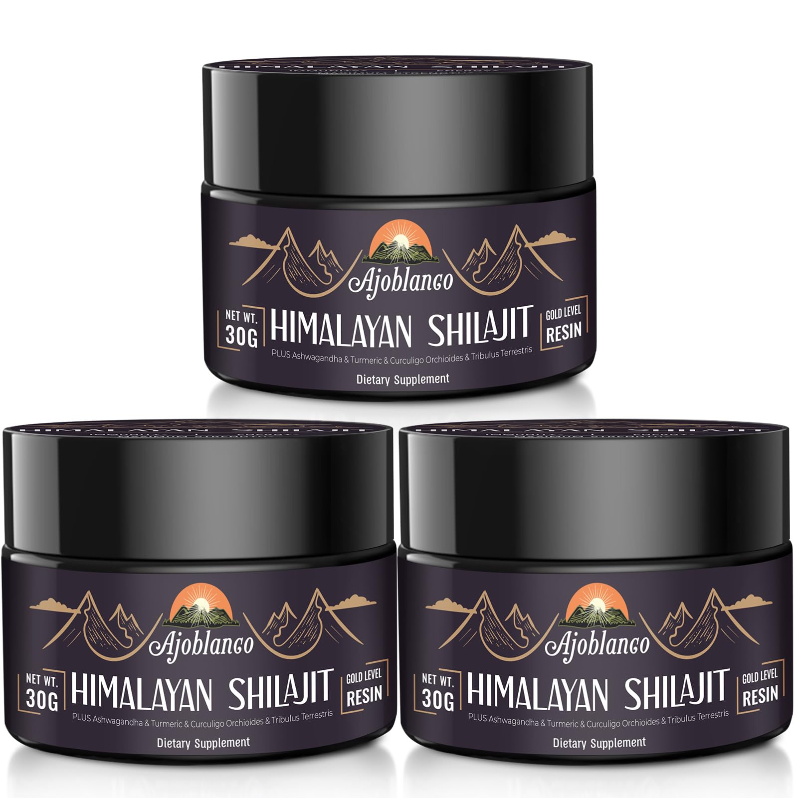 Ajoblanco Himalayan Shilajit Resin bottle ready for daily energy support.