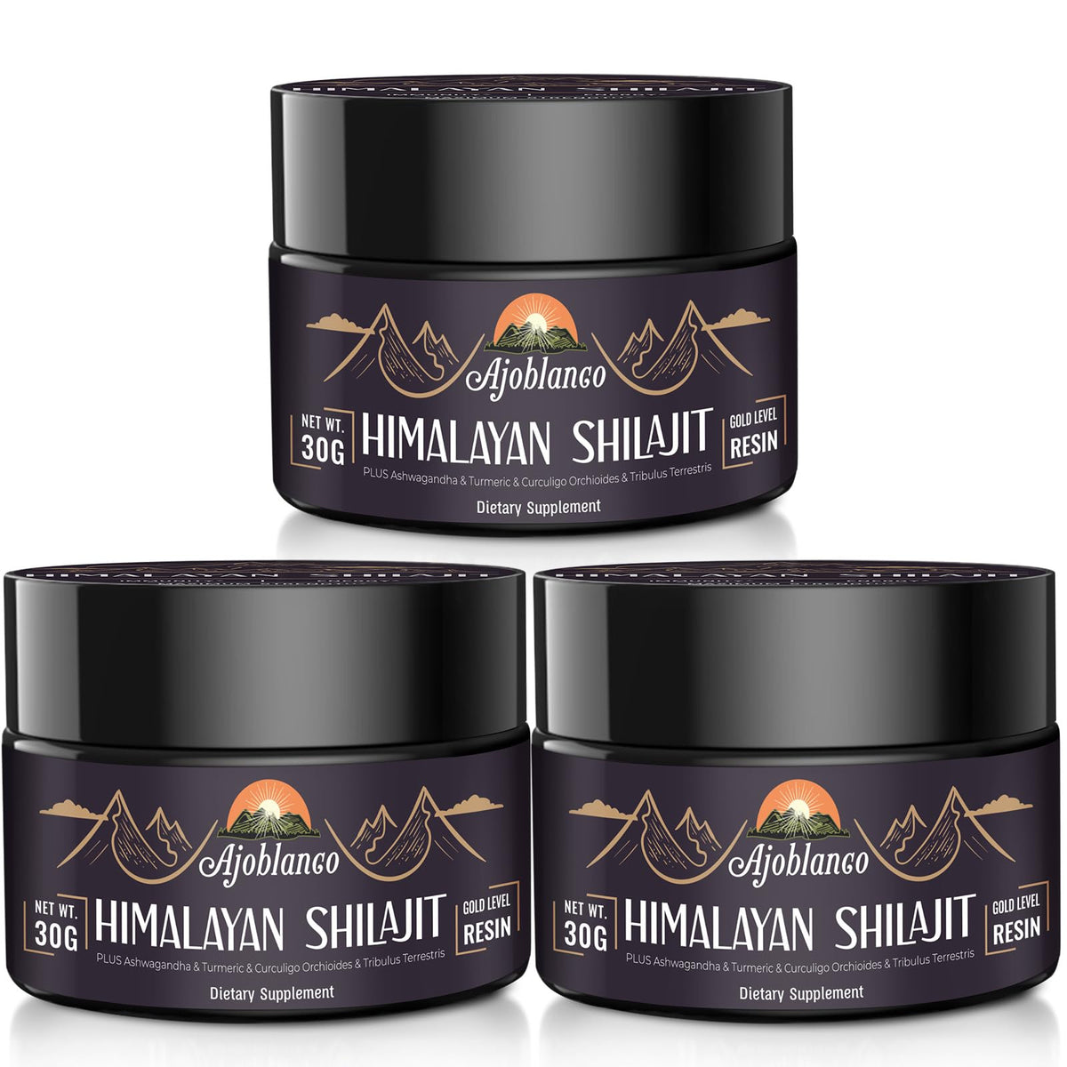Ajoblanco Himalayan Shilajit Resin bottle ready for daily energy support.