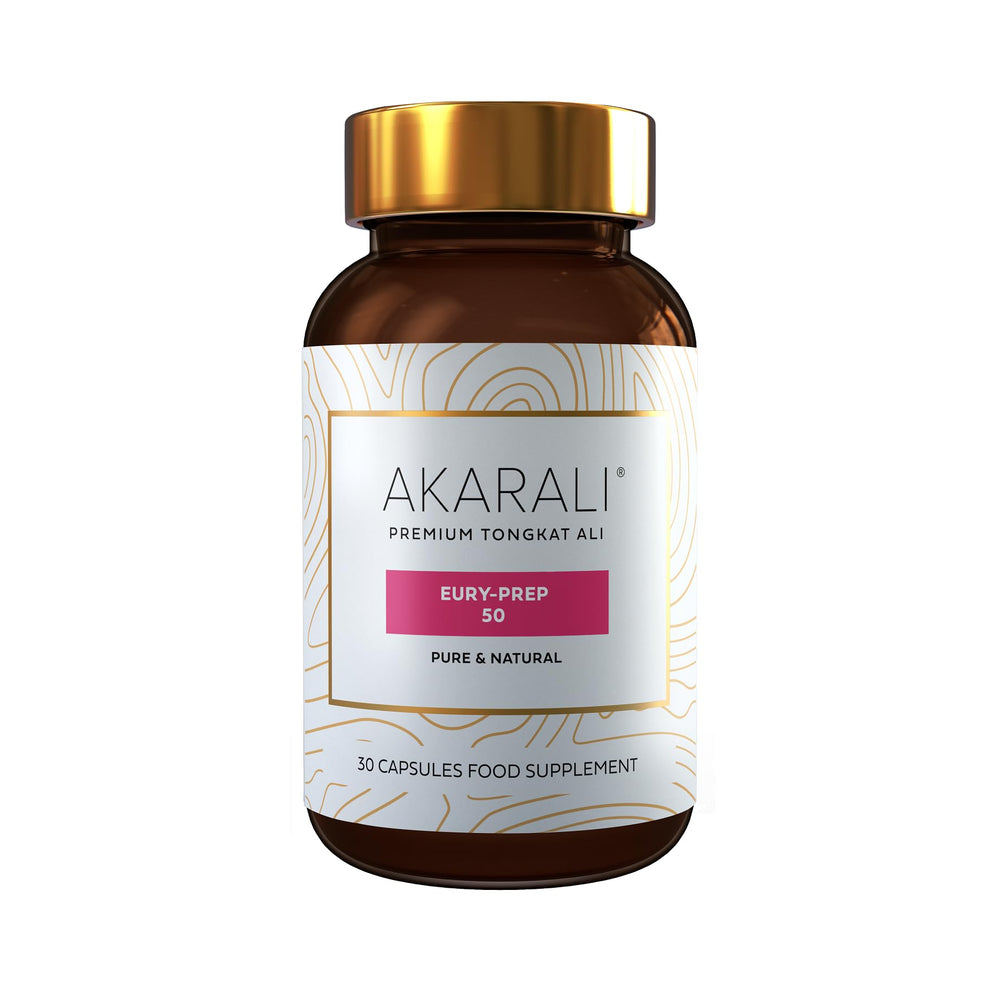 AKARALI bottle on vanity with morning routine imagery