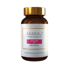AKARALI bottle on vanity with morning routine imagery